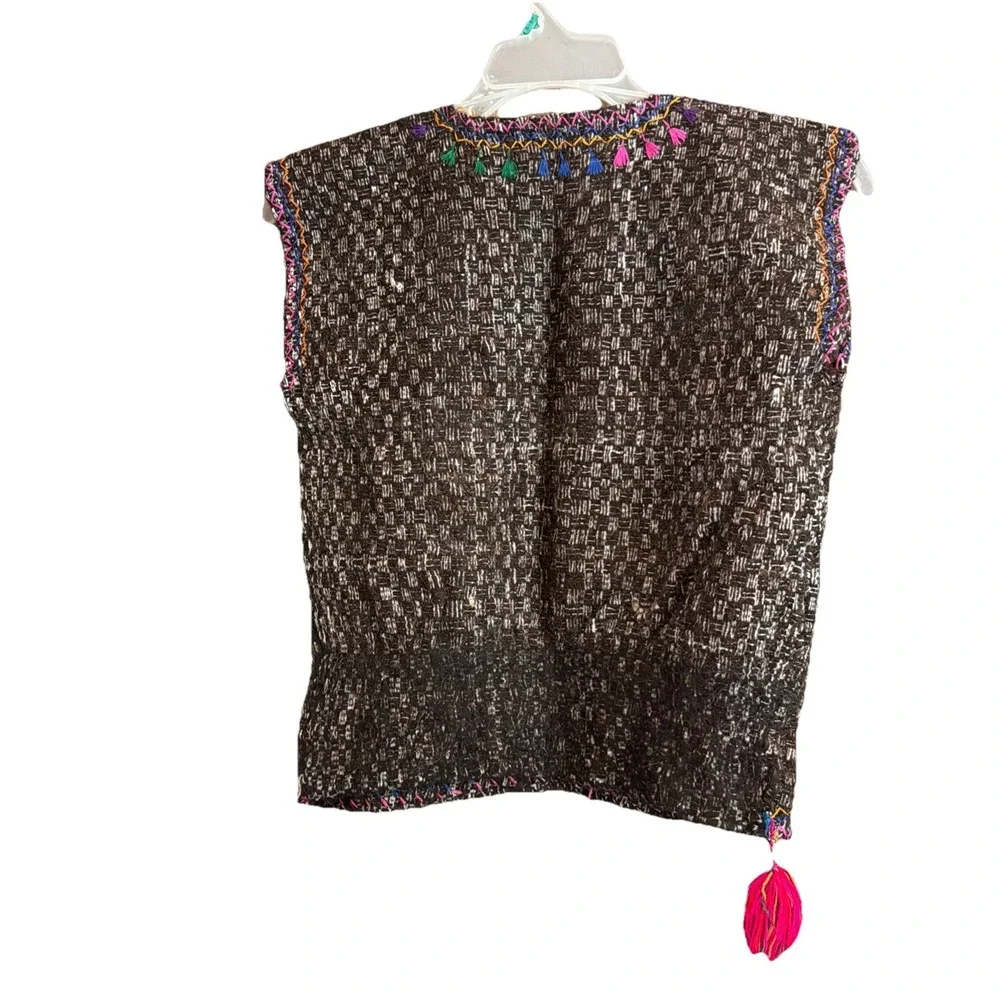 Vintage Handmade Wool hand loomed primative native american mayan aztec rug vest